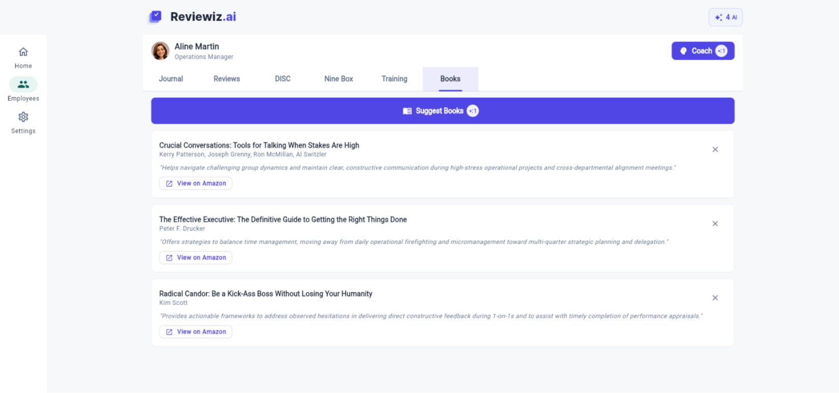 Book suggestions in Reviewiz, desktop view.