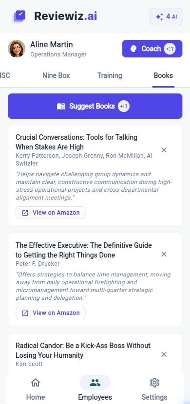 Book suggestions in Reviewiz, mobile view.